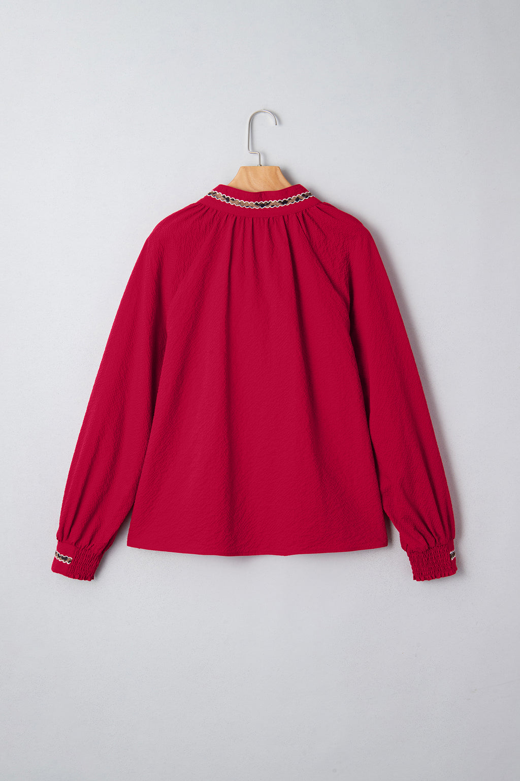 Racing Red Leopard Jacquard Blouse