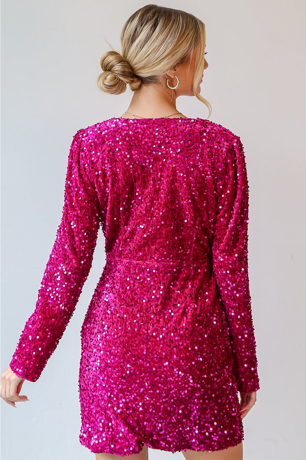 Pitaya Pink Velvet Sequin Mini Dress