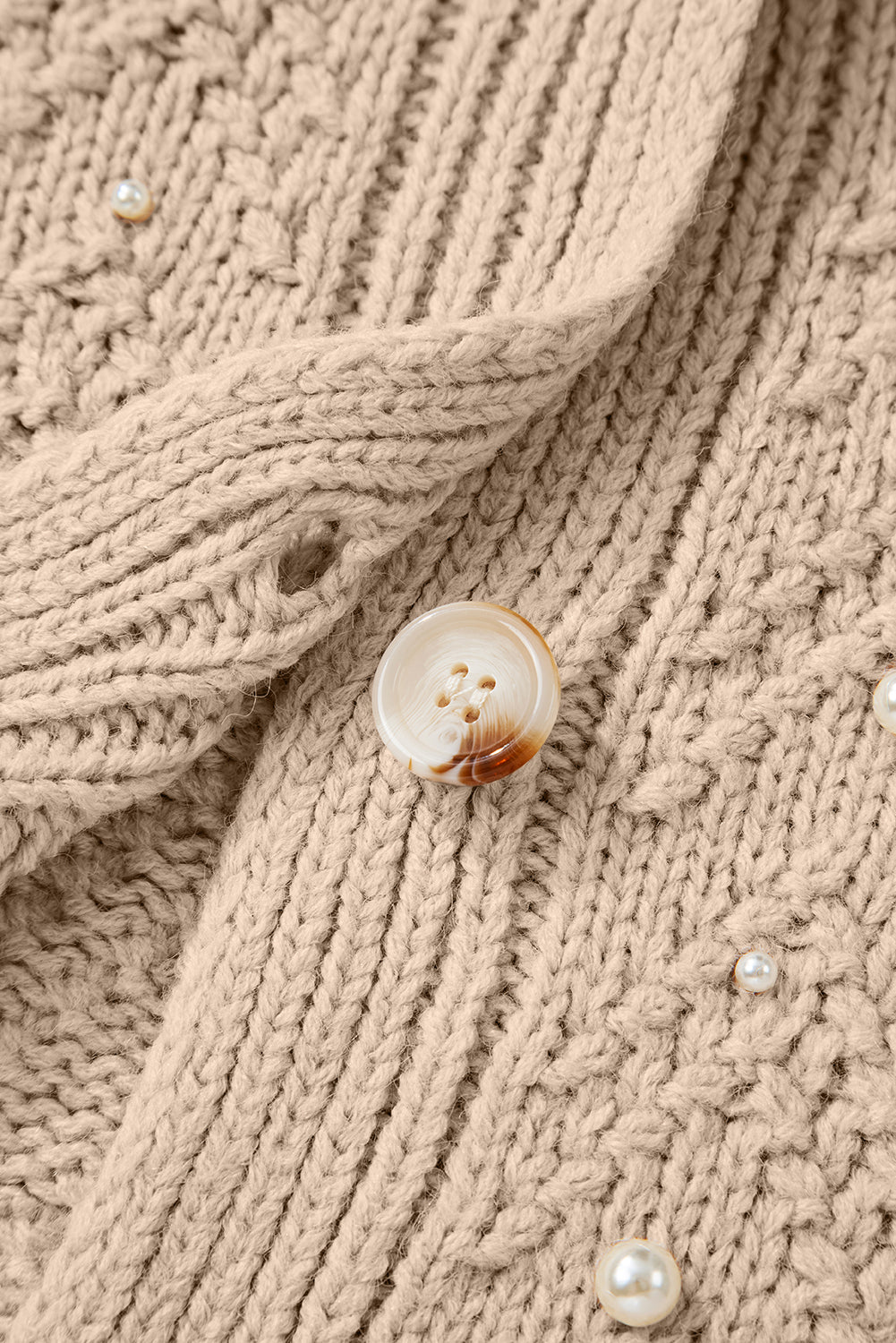 Smoke Gray Pearl Button-Front Cardigan