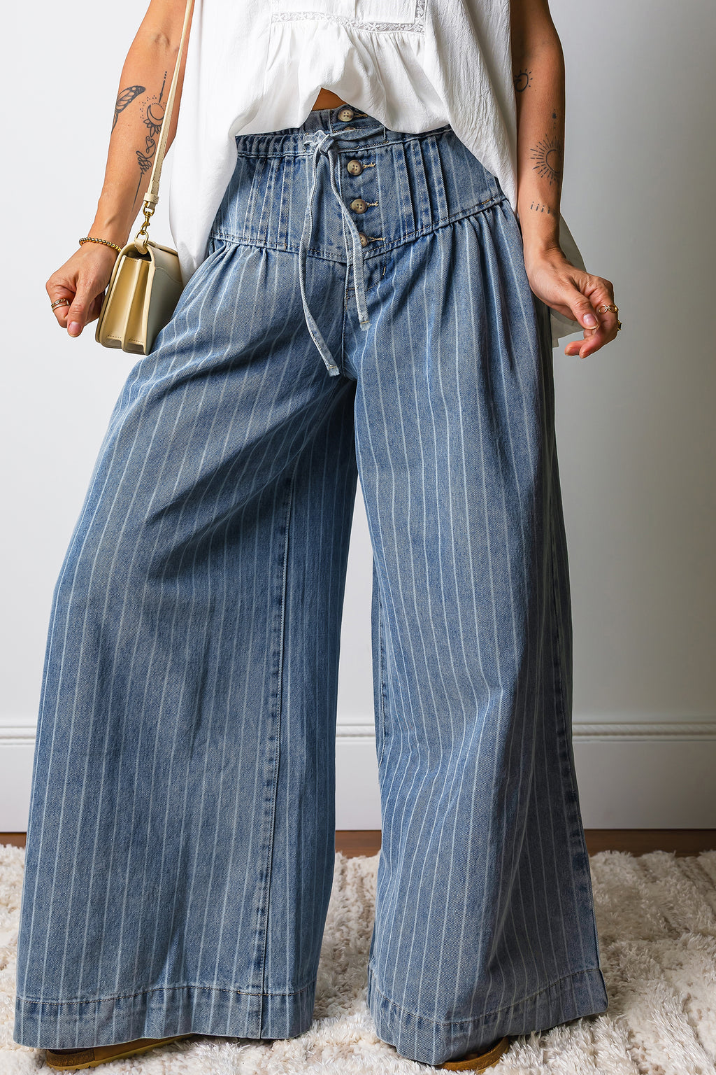 Sky Stripe Wide-Leg Jeans