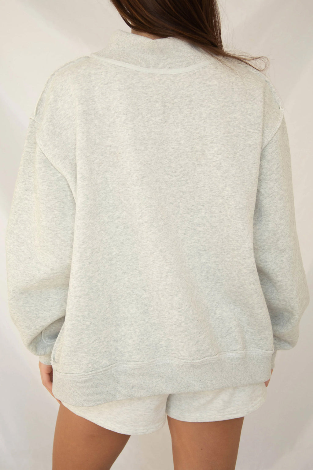 Gray plus size sweatshirt with polka dot letter print, long sleeves, loose fit, from Dear-Lover, ideal for casual wear
