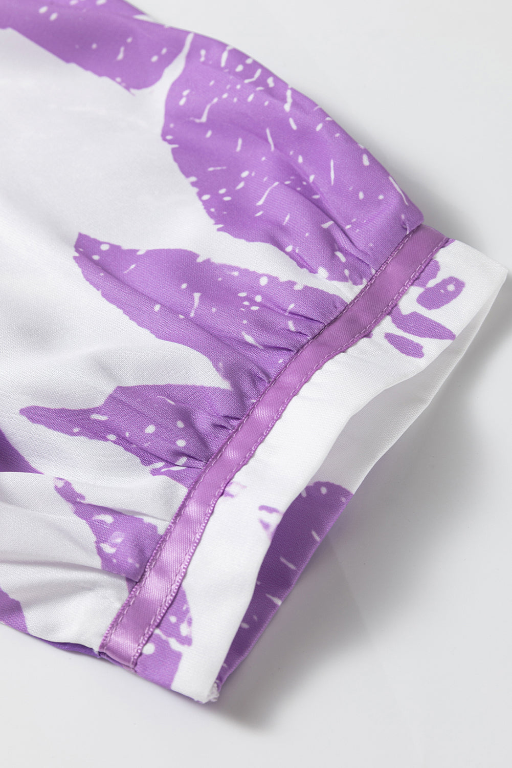 Purple Leafy Split-Neck Blouse