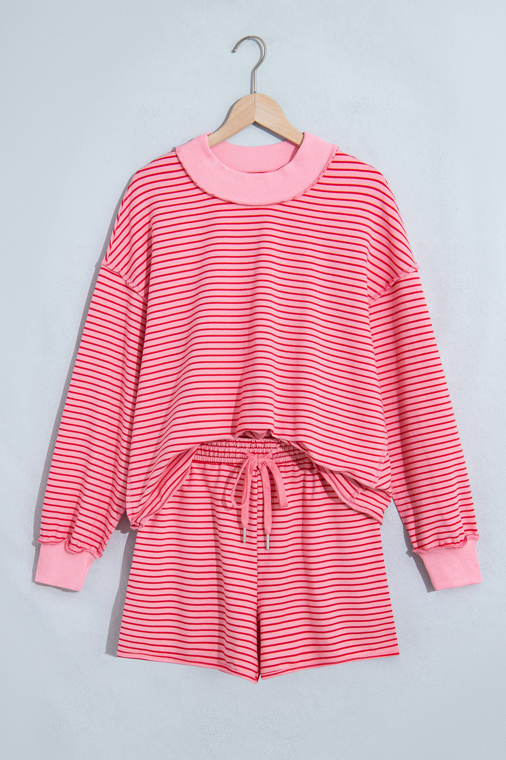 Blue Stripe Pullover & Shorts Set