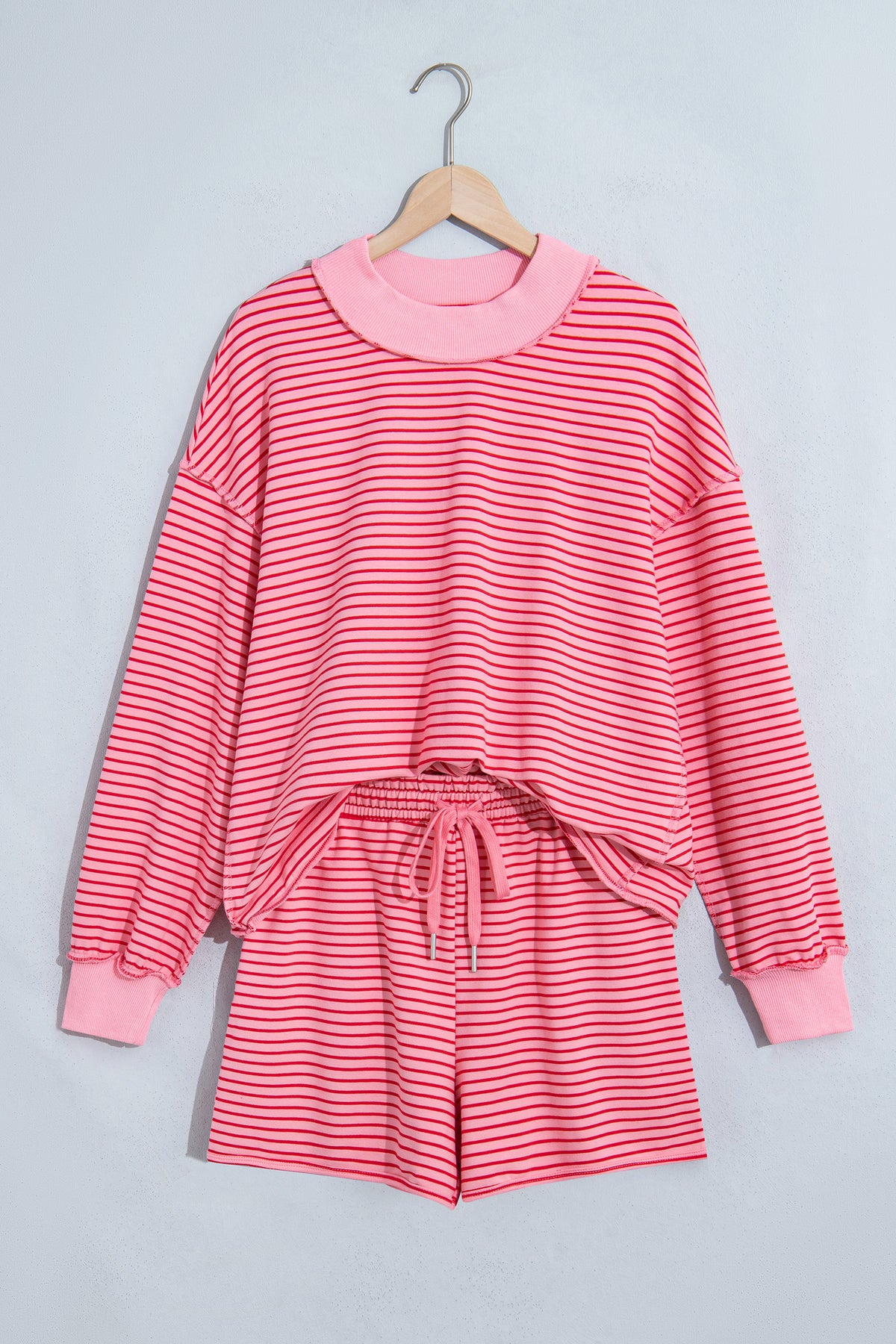 Blue Stripe Pullover & Shorts Set