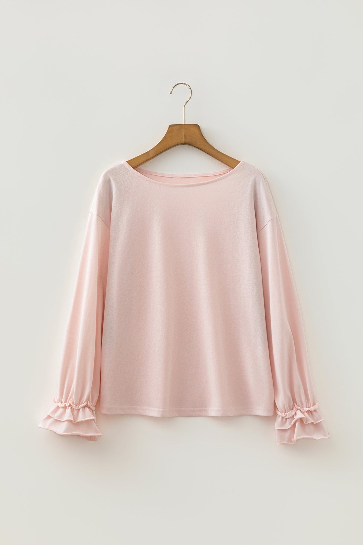 Gossamer Pink Long-Sleeve Ruffle Cuff Top