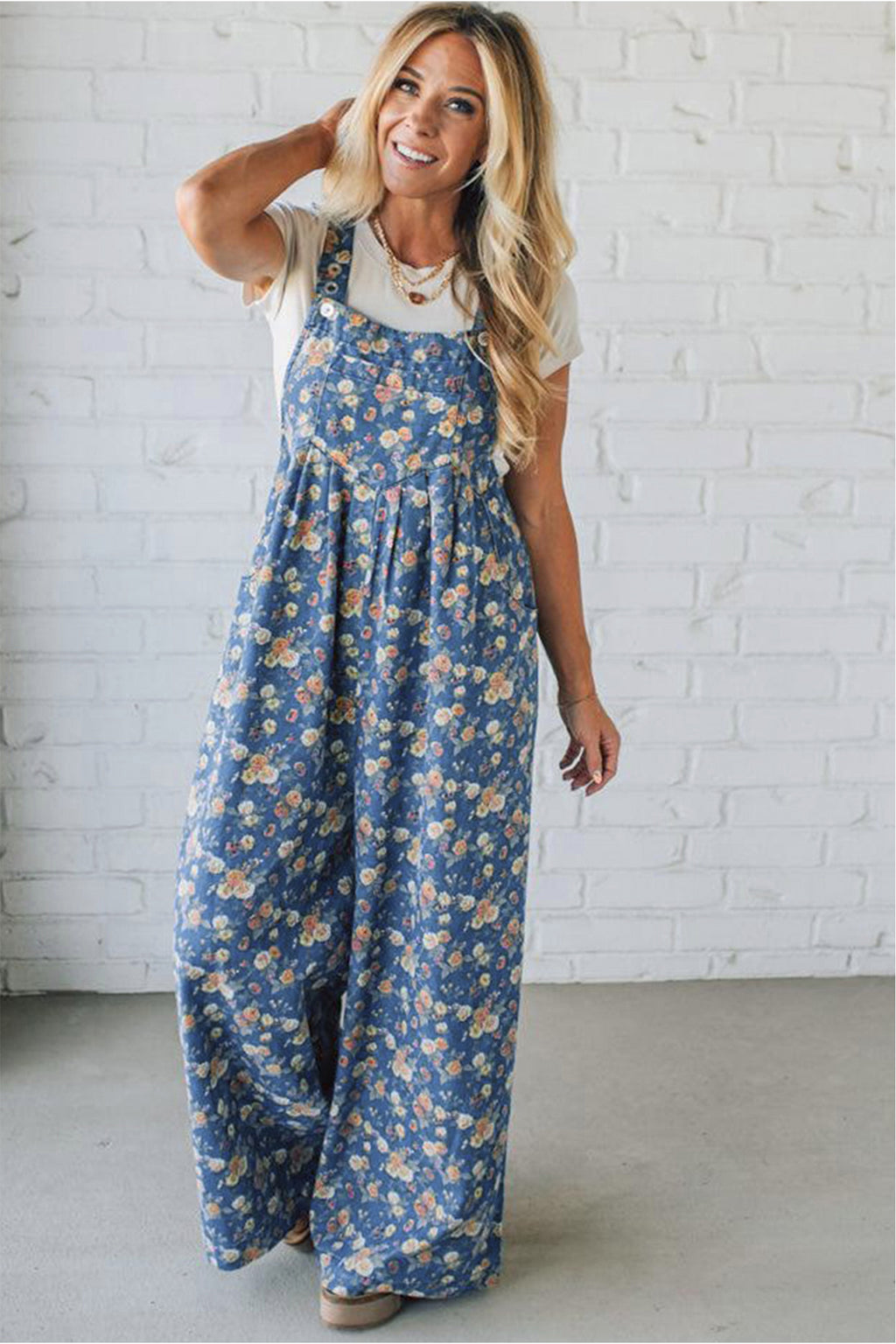 Vintage Rose Denim Overall Jumpsuit