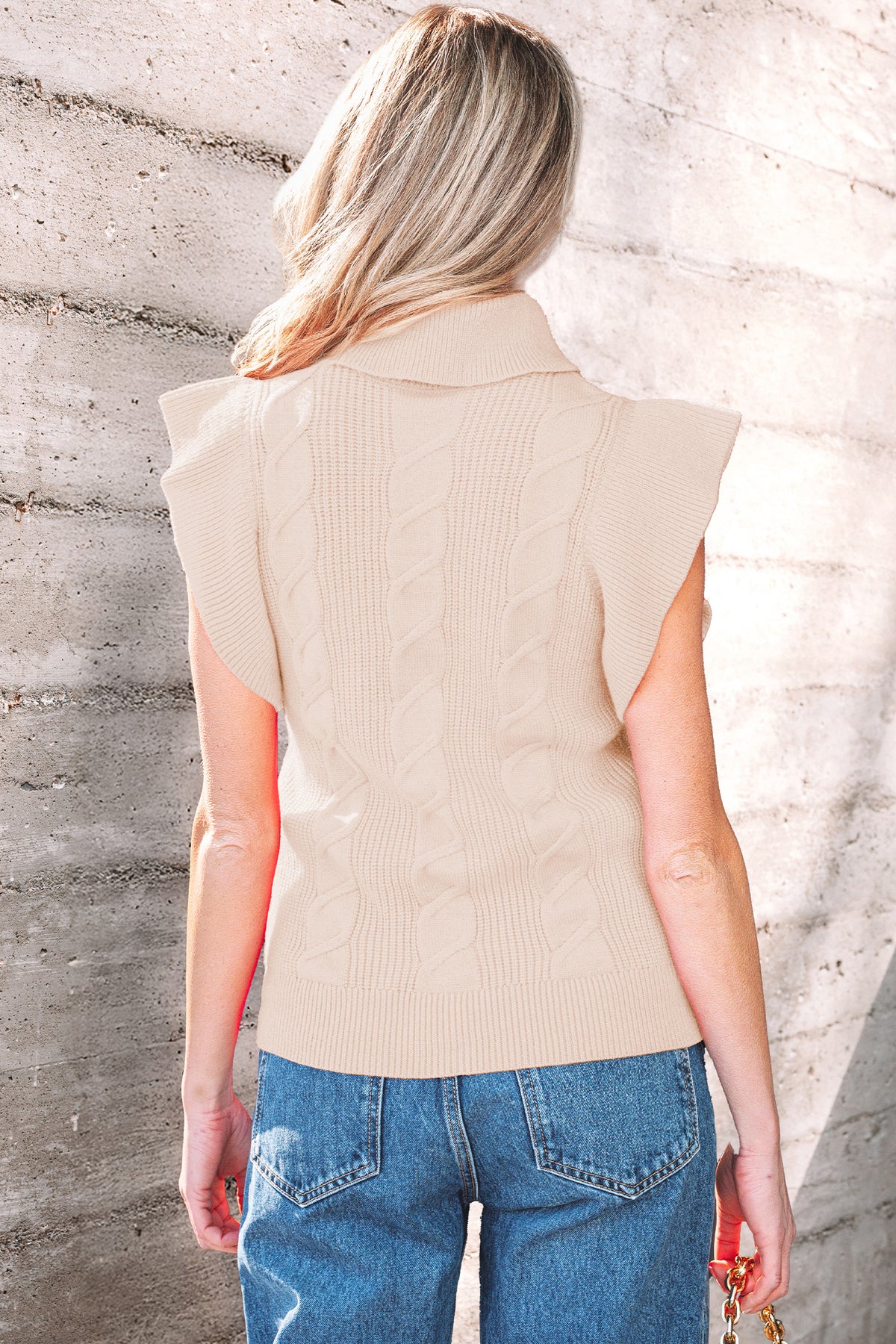 Jet Stream Cable Knit Turtleneck Sweater