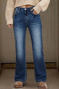 Ashleigh Blue Acid Washed Straight Leg Casual Jeans by Dear-Lover, full-length denim bottoms with a relaxed fit and stylish wash.