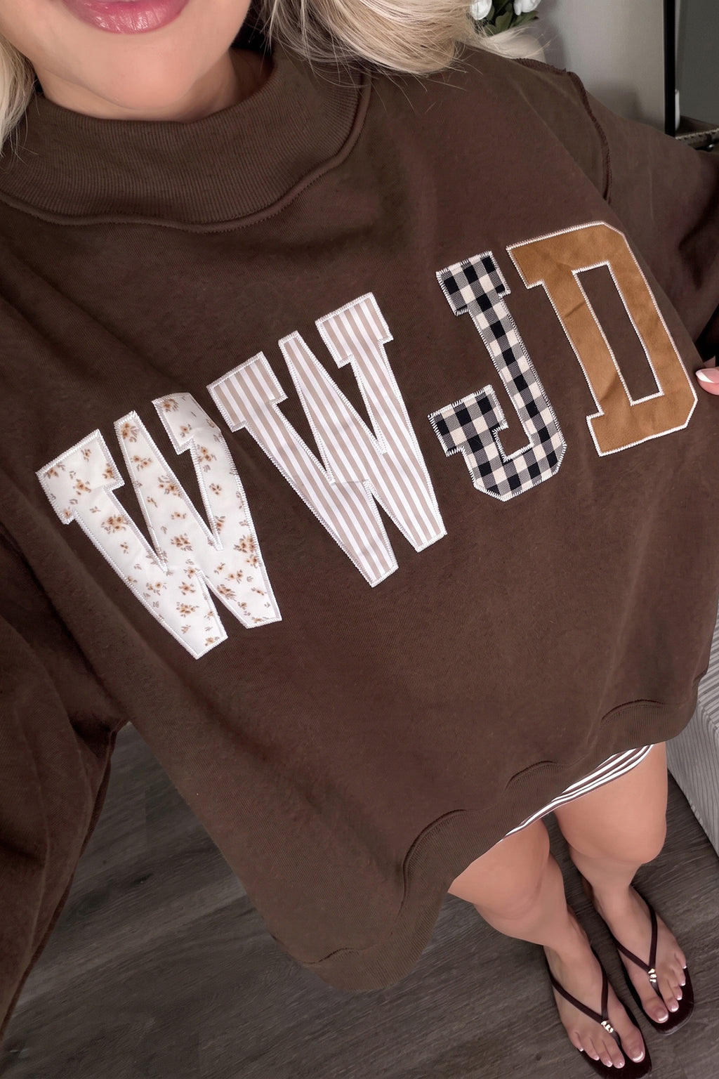 WWJD Patchwork Mock Neck Sweatshirt