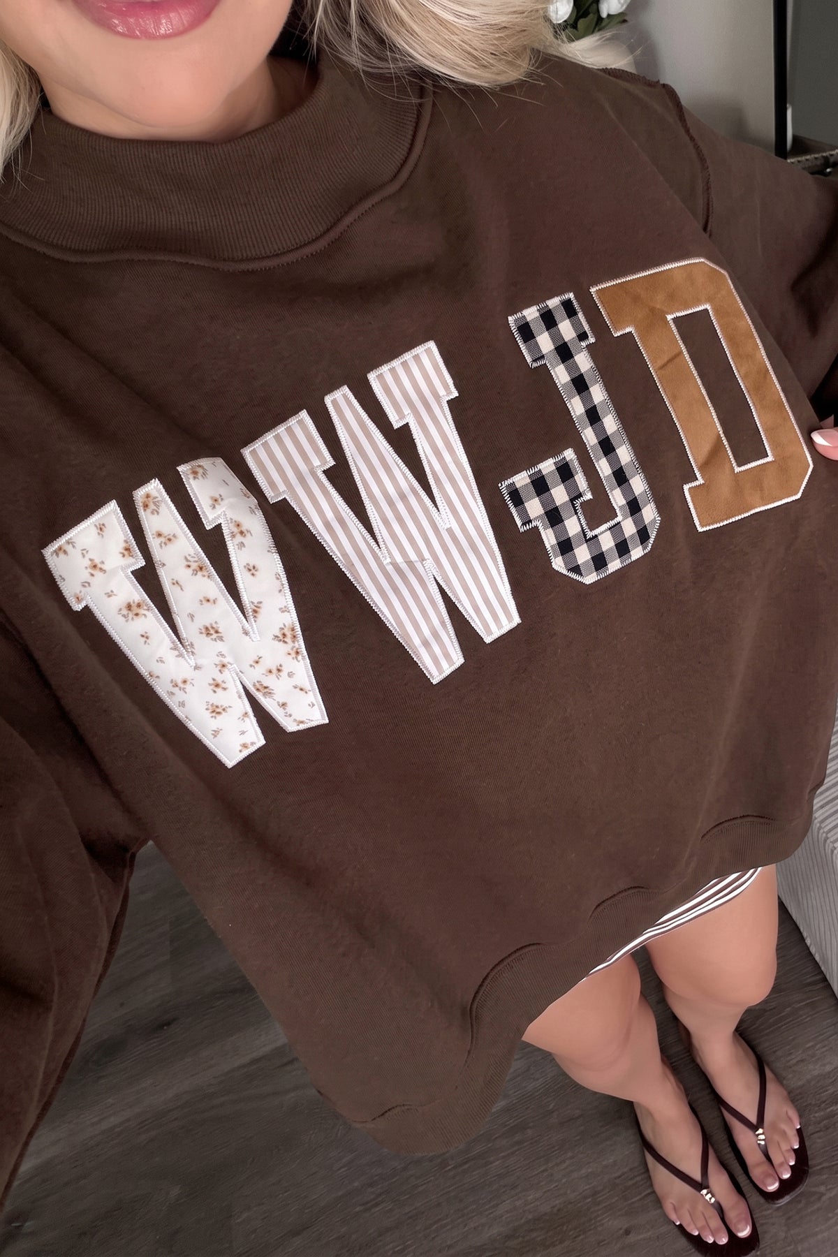 WWJD Patchwork Mock Neck Sweatshirt