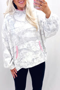 Gray Abstract Colorblock Long-Sleeve Hoodie