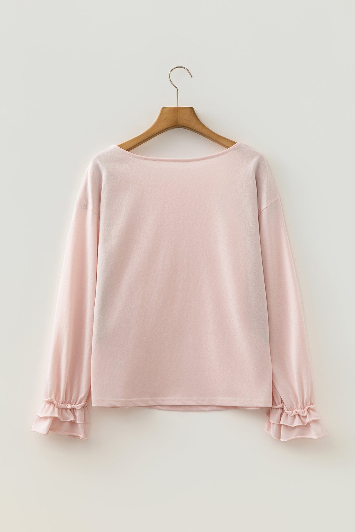Gossamer Pink Long-Sleeve Ruffle Cuff Top