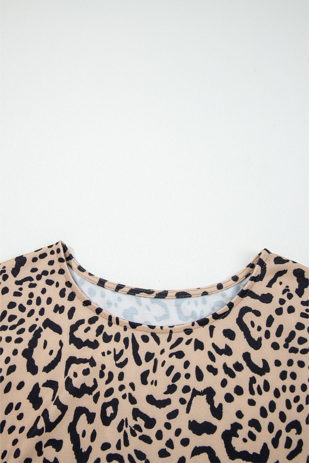 Khaki Leopard Print Long Batwing Sleeve Loose Top