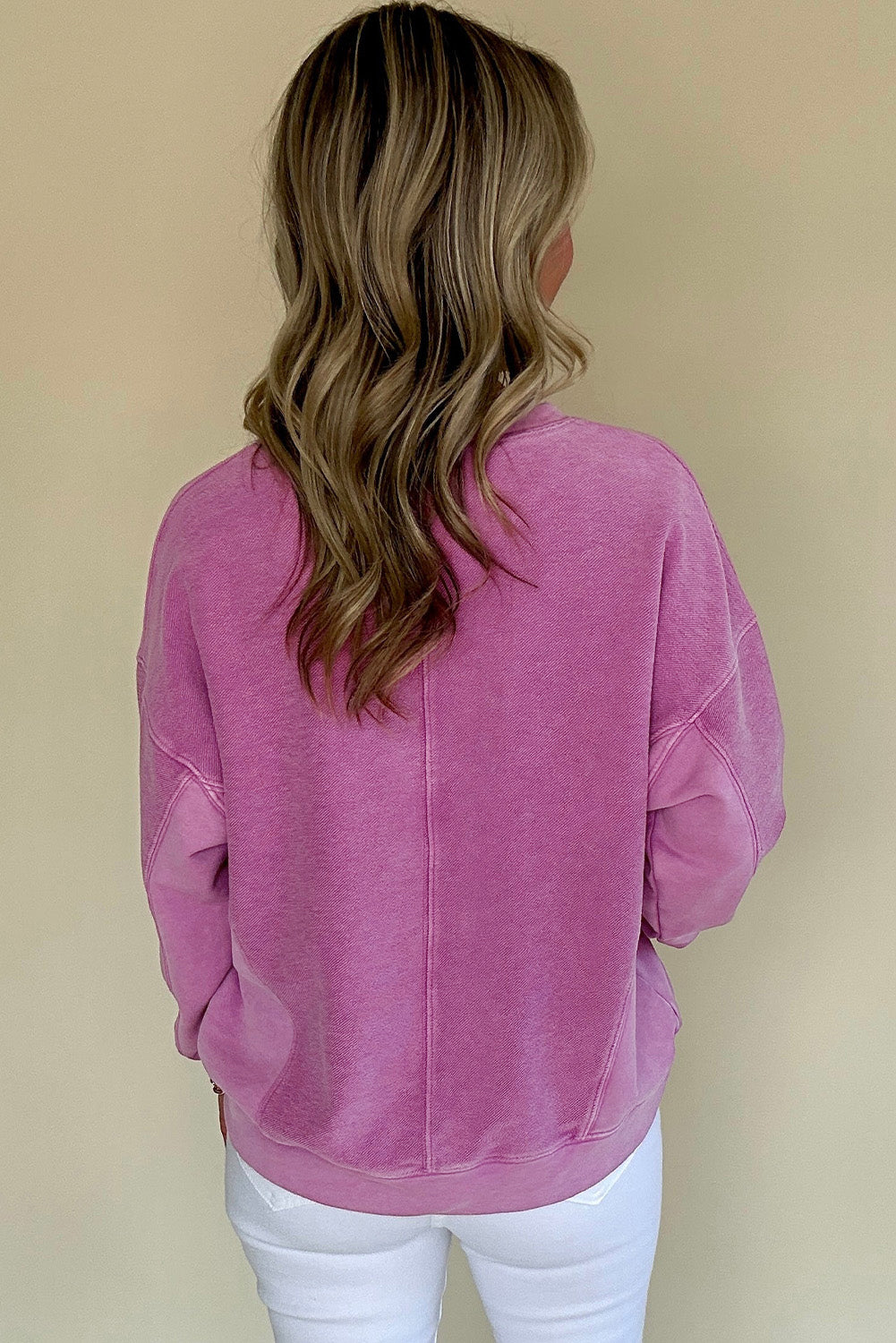 Bright Pink Drop-Shoulder Sweatshirt