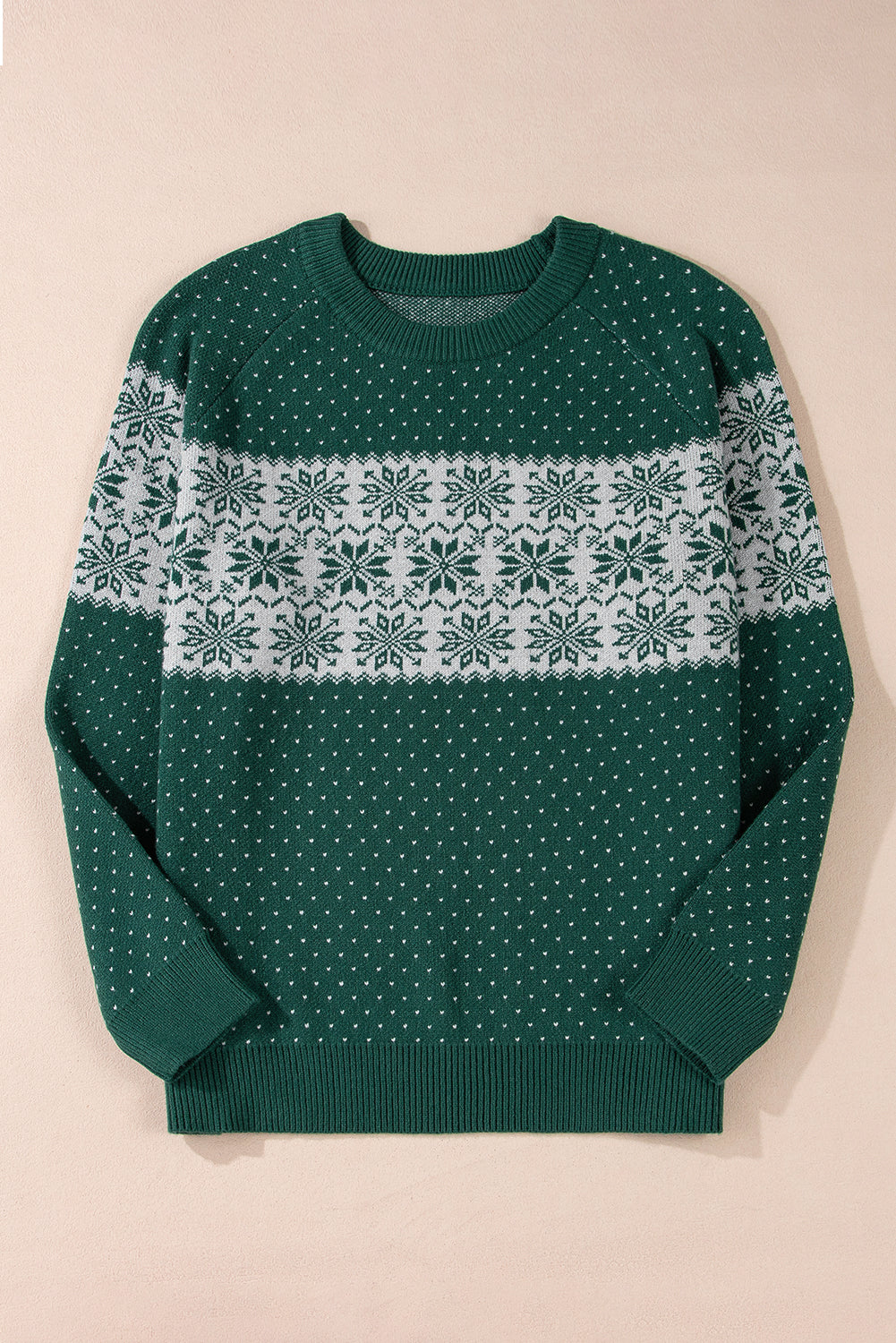 Plus Size Green Christmas Snowflake Sweater