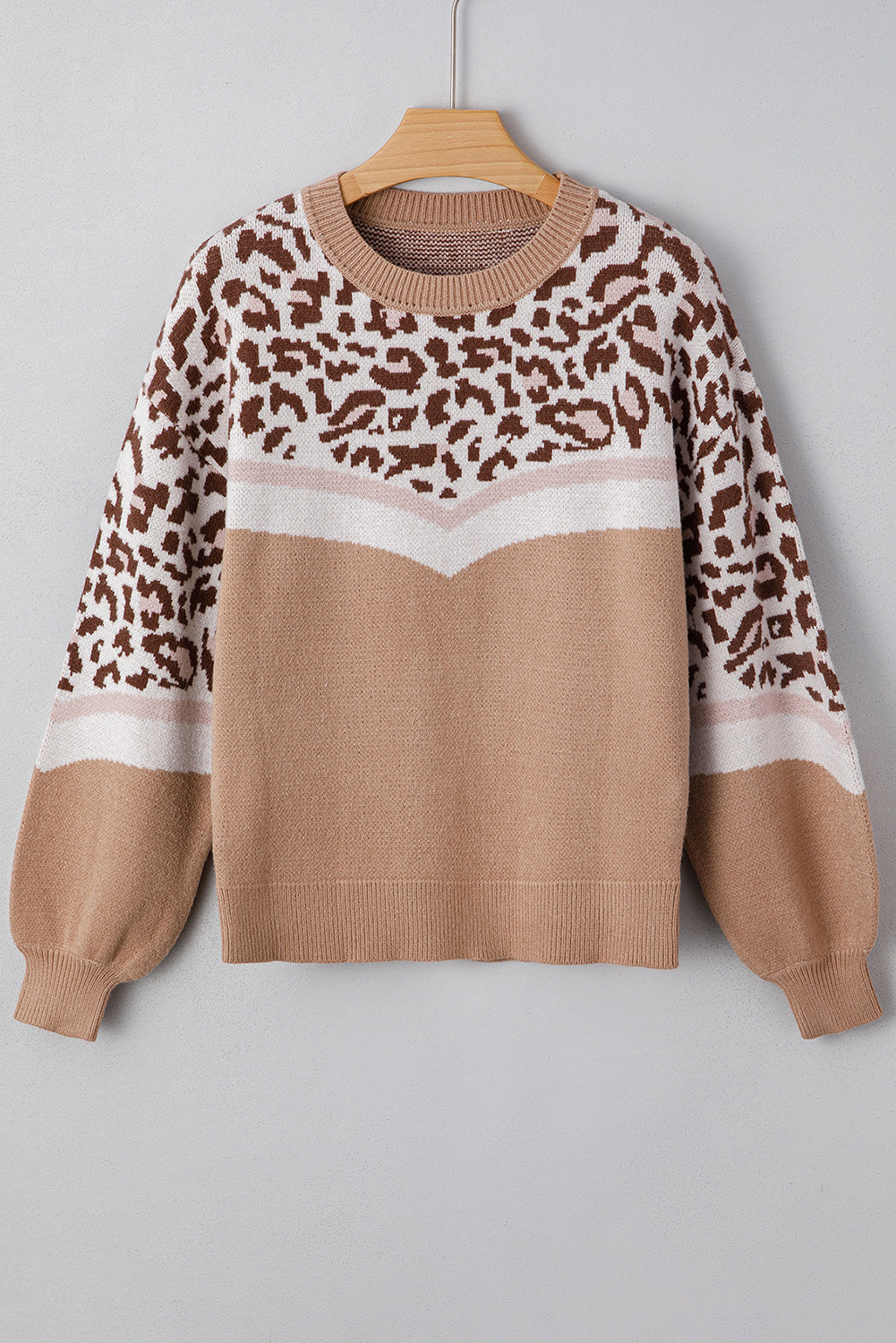 Leopard Color Block Baggy Sweater