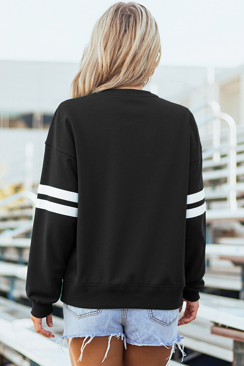 Tillandsia Purple Varsity Striped Sweatshirt