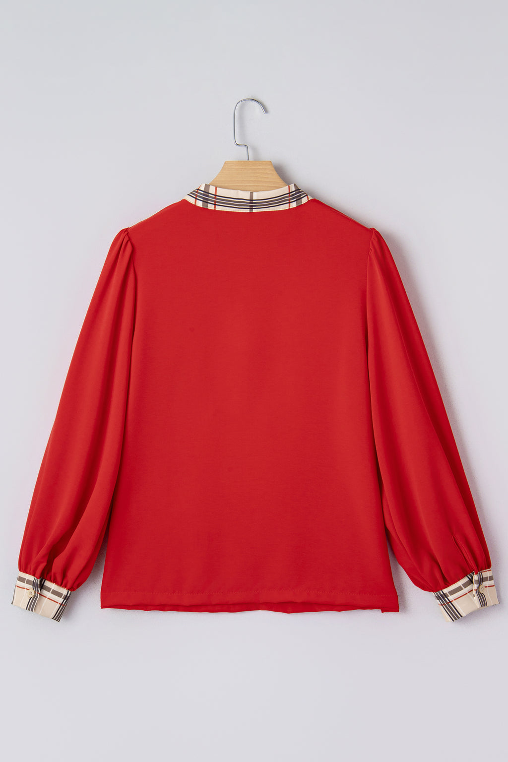 Racing Red Plaid Patchwork Blouse