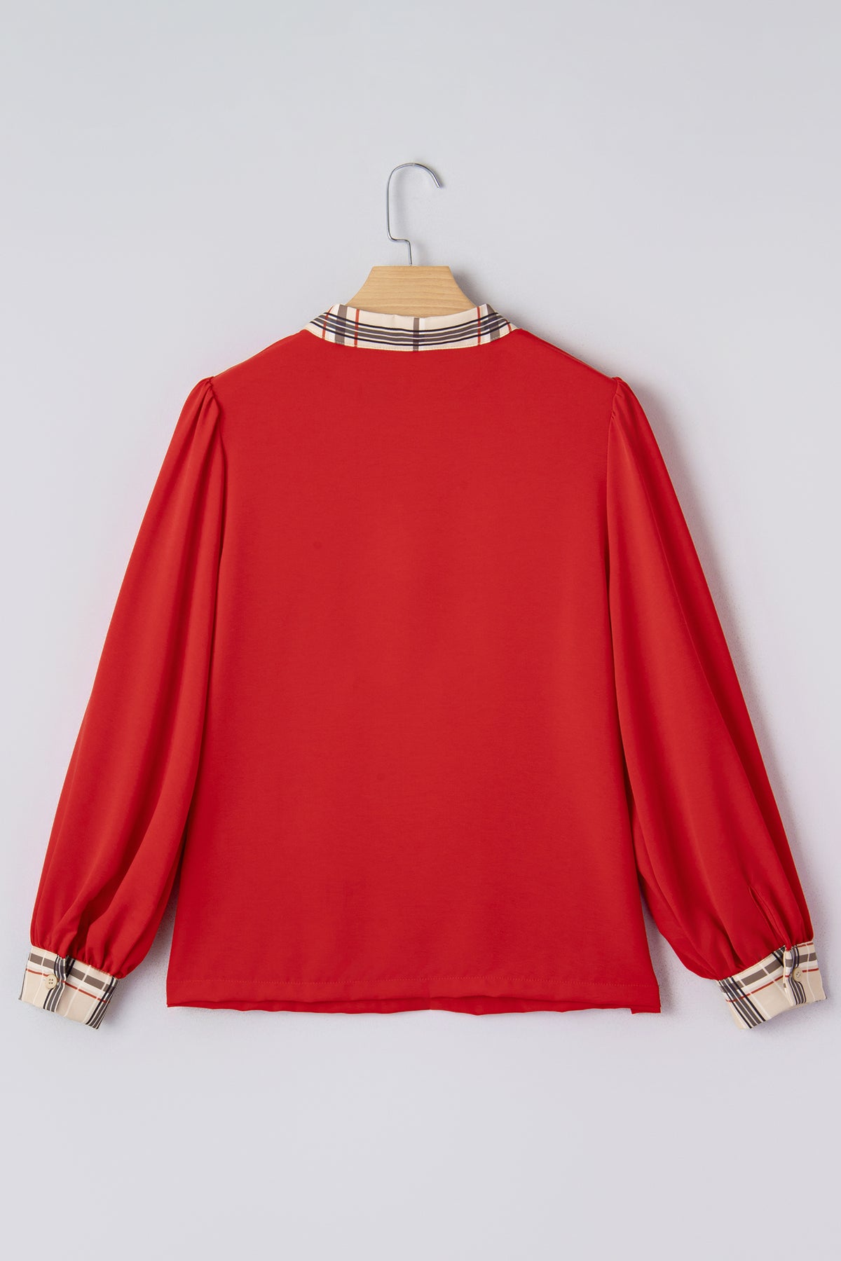 Racing Red Plaid Patchwork Blouse