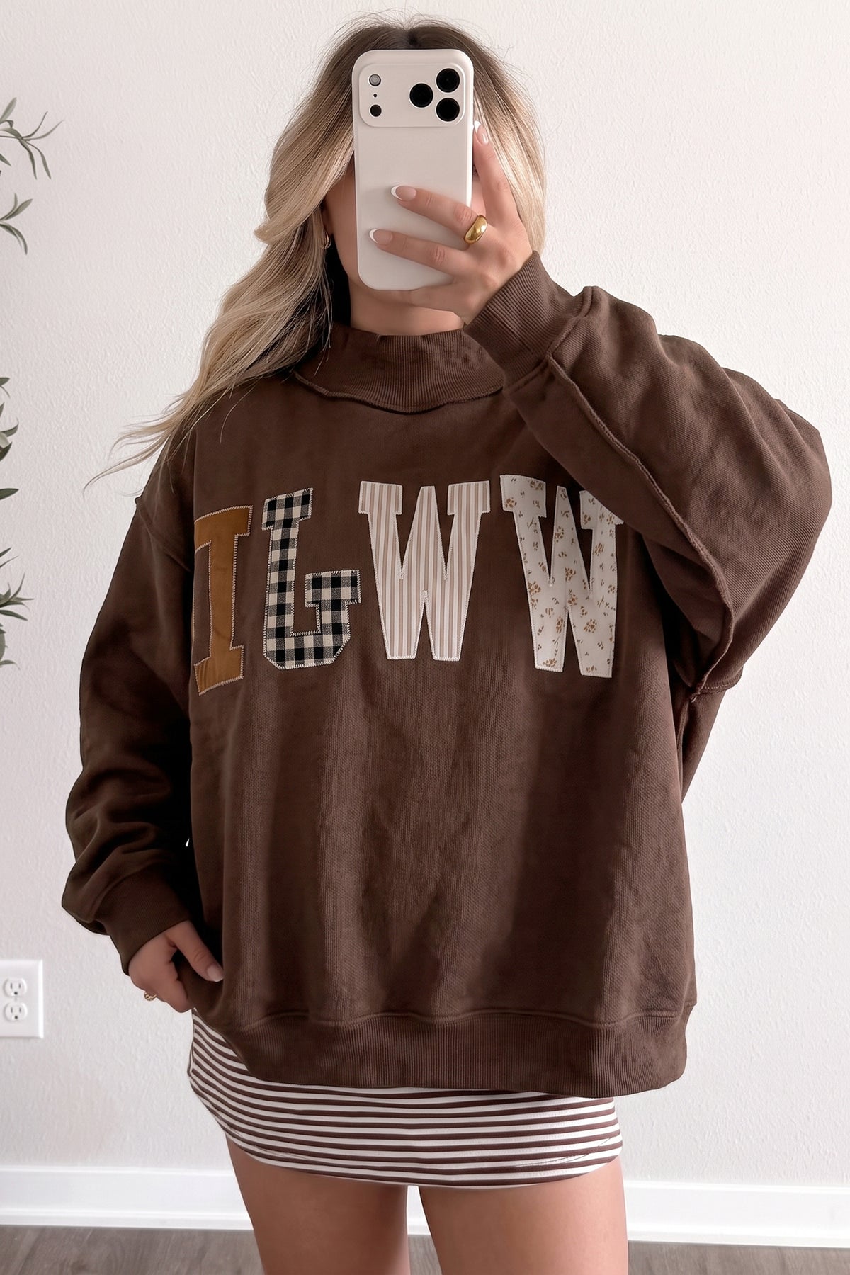WWJD Patchwork Mock Neck Sweatshirt