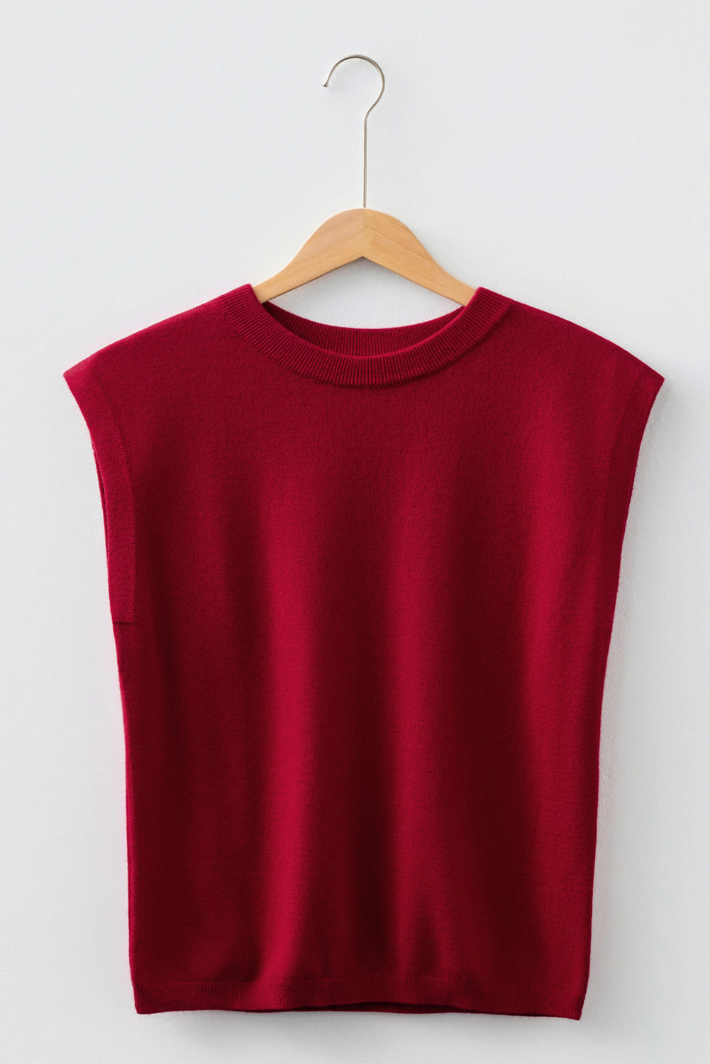 Racing Red Cap-Sleeve Knit Sweater