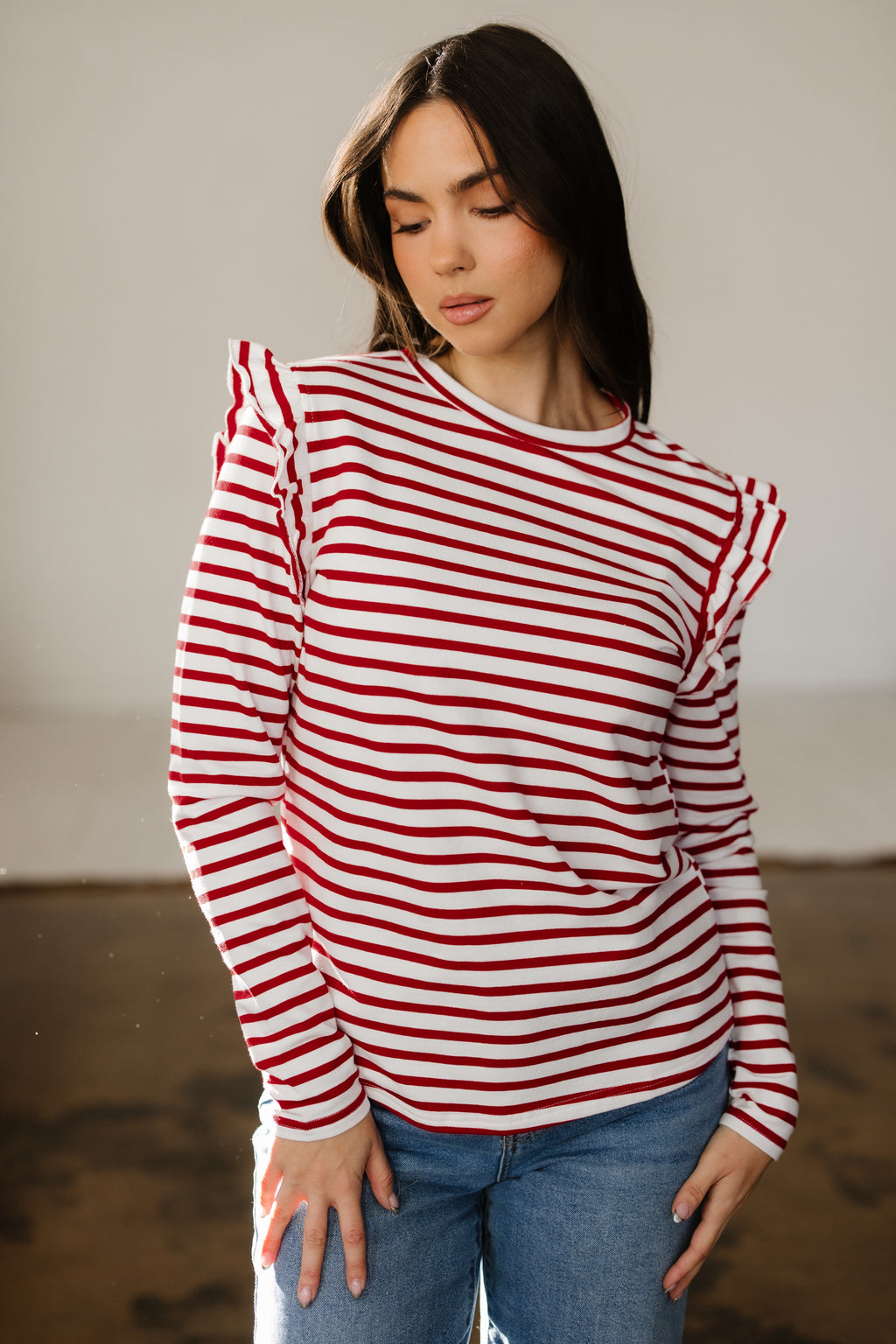 Red Stripe Long Sleeve Top