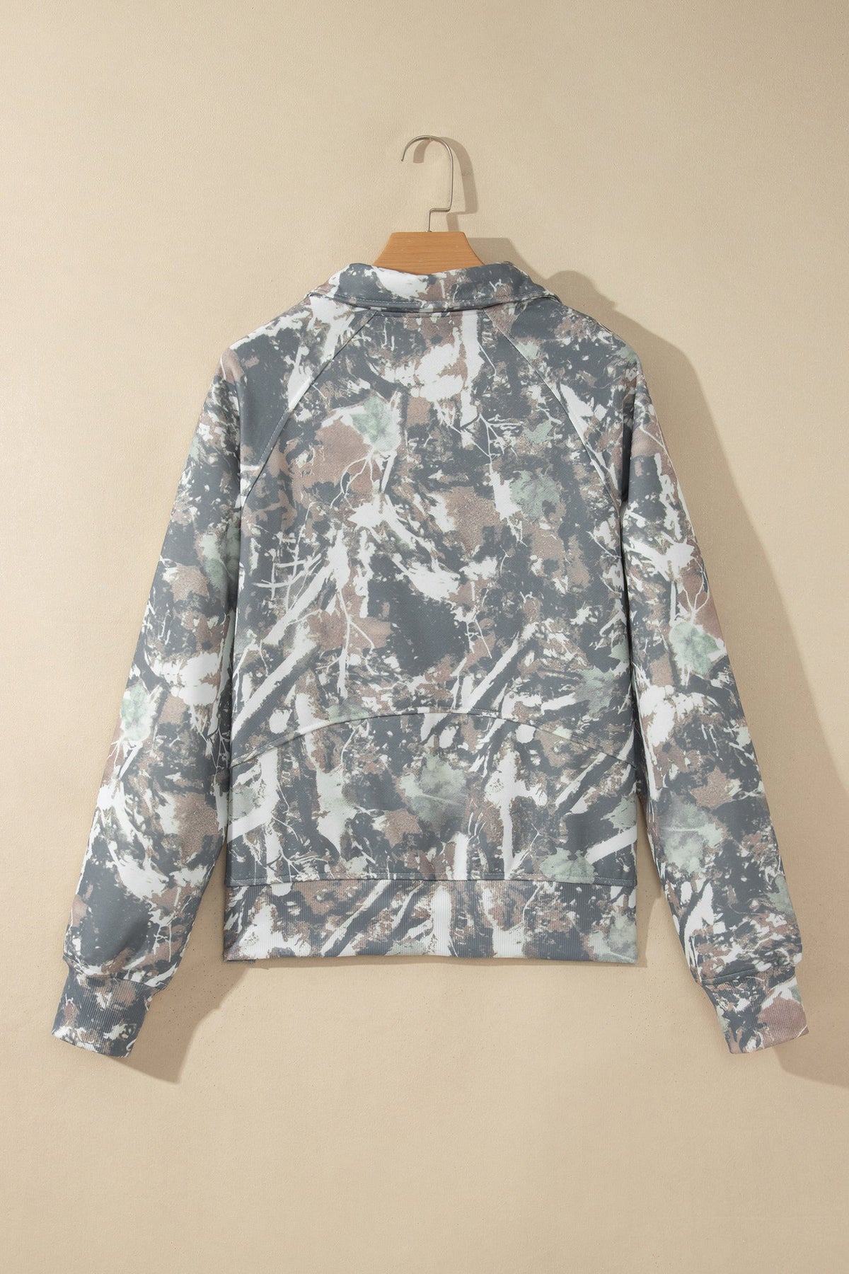 Woodland Camo Quarter-Zip Pocketed Sweatshirt