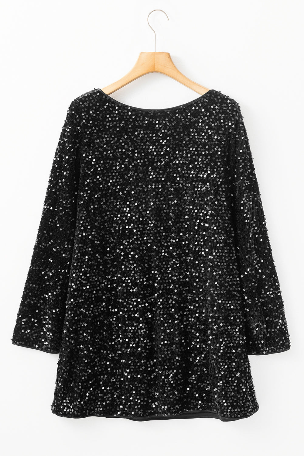Black Sequin Cutout-Back Mini Dress