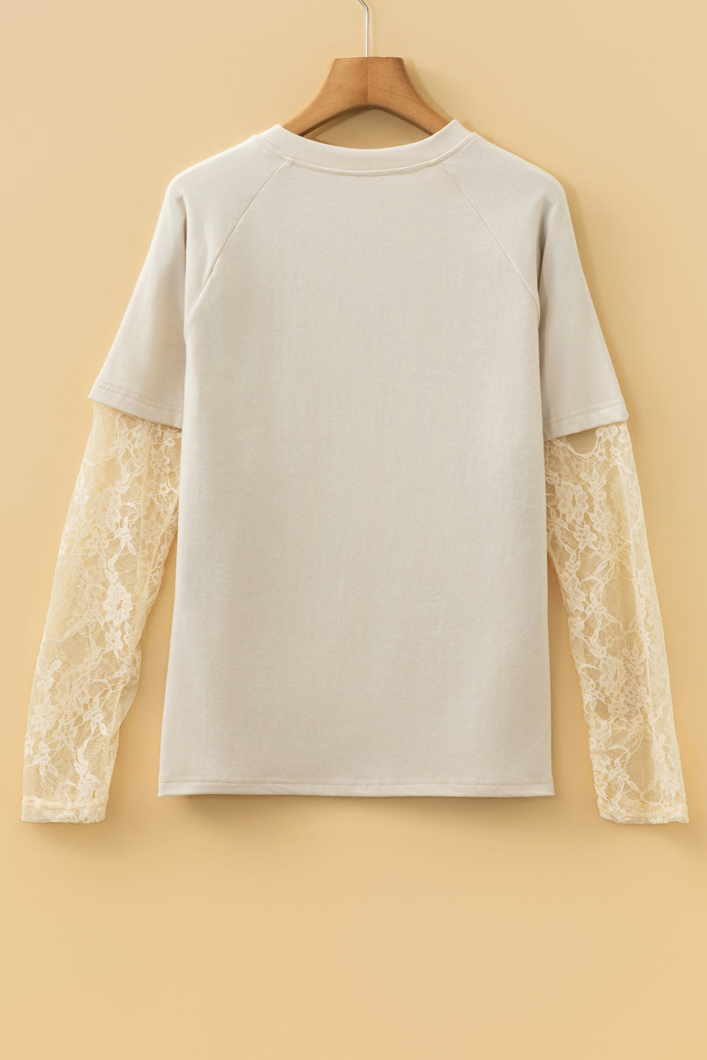 Solid Color Lace Long Sleeve T Shirt