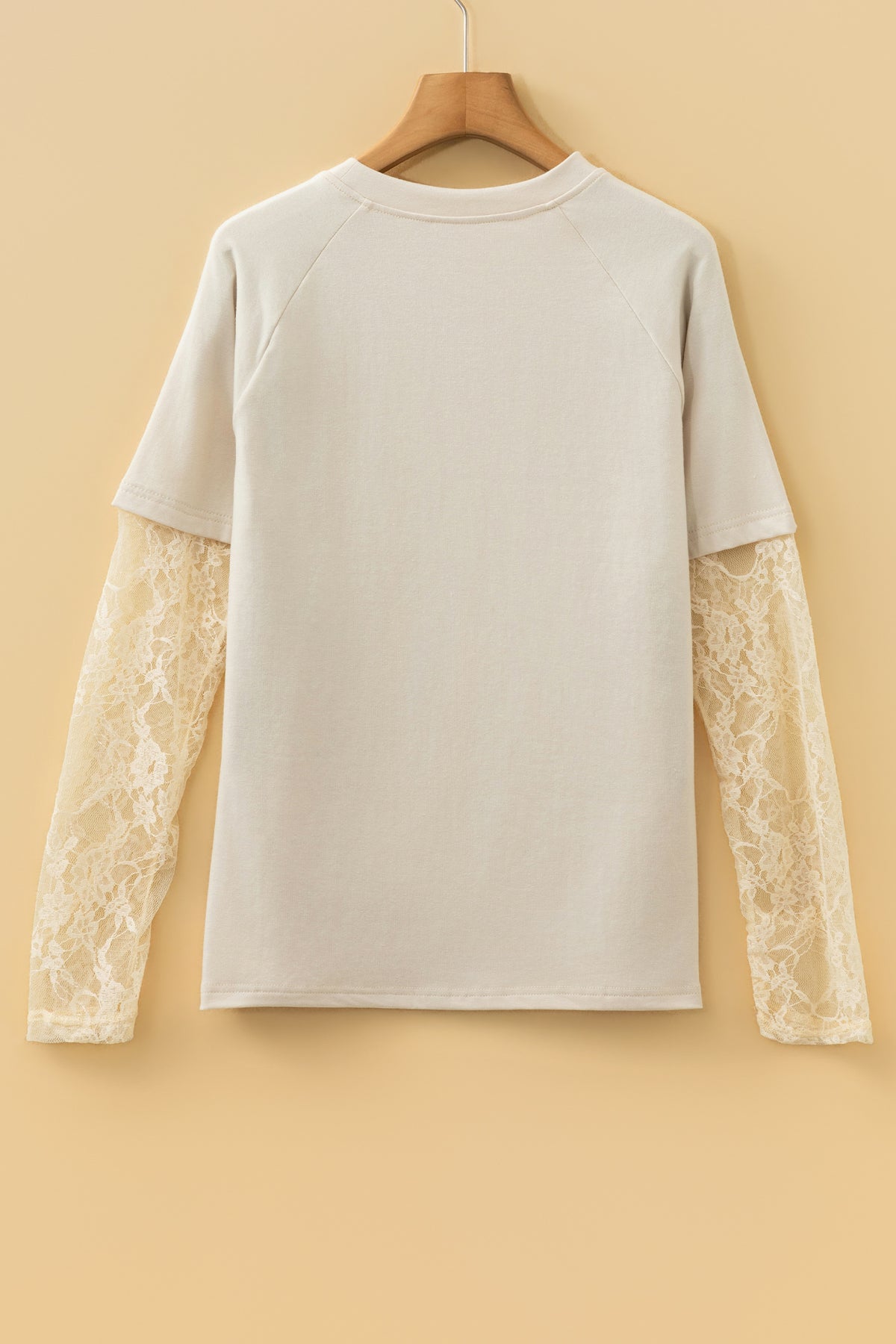 Solid Color Lace Long Sleeve T Shirt
