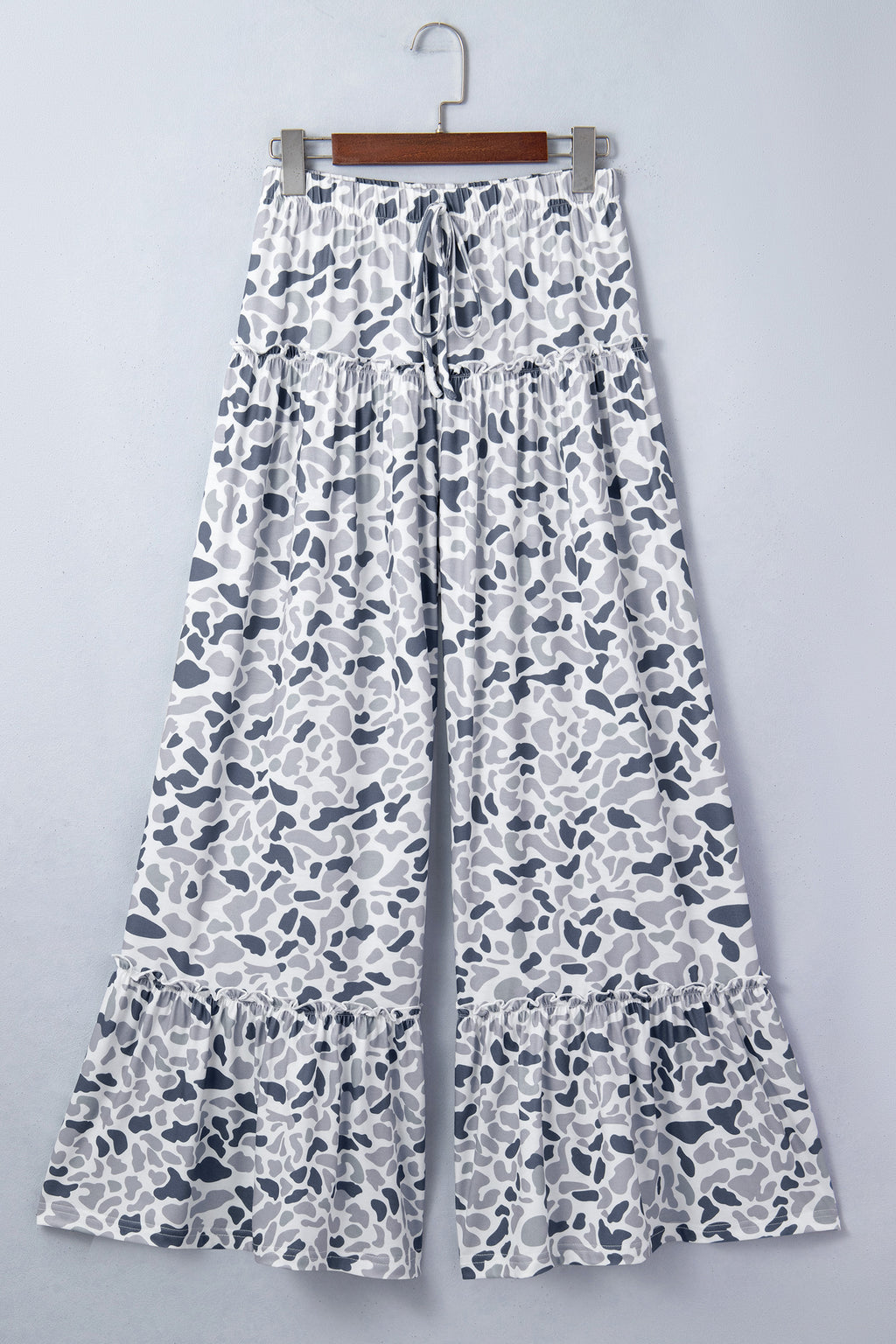 Multicolour camo print wide-leg casual pants from Dear-Lover, featuring a relaxed fit and comfortable fabric.