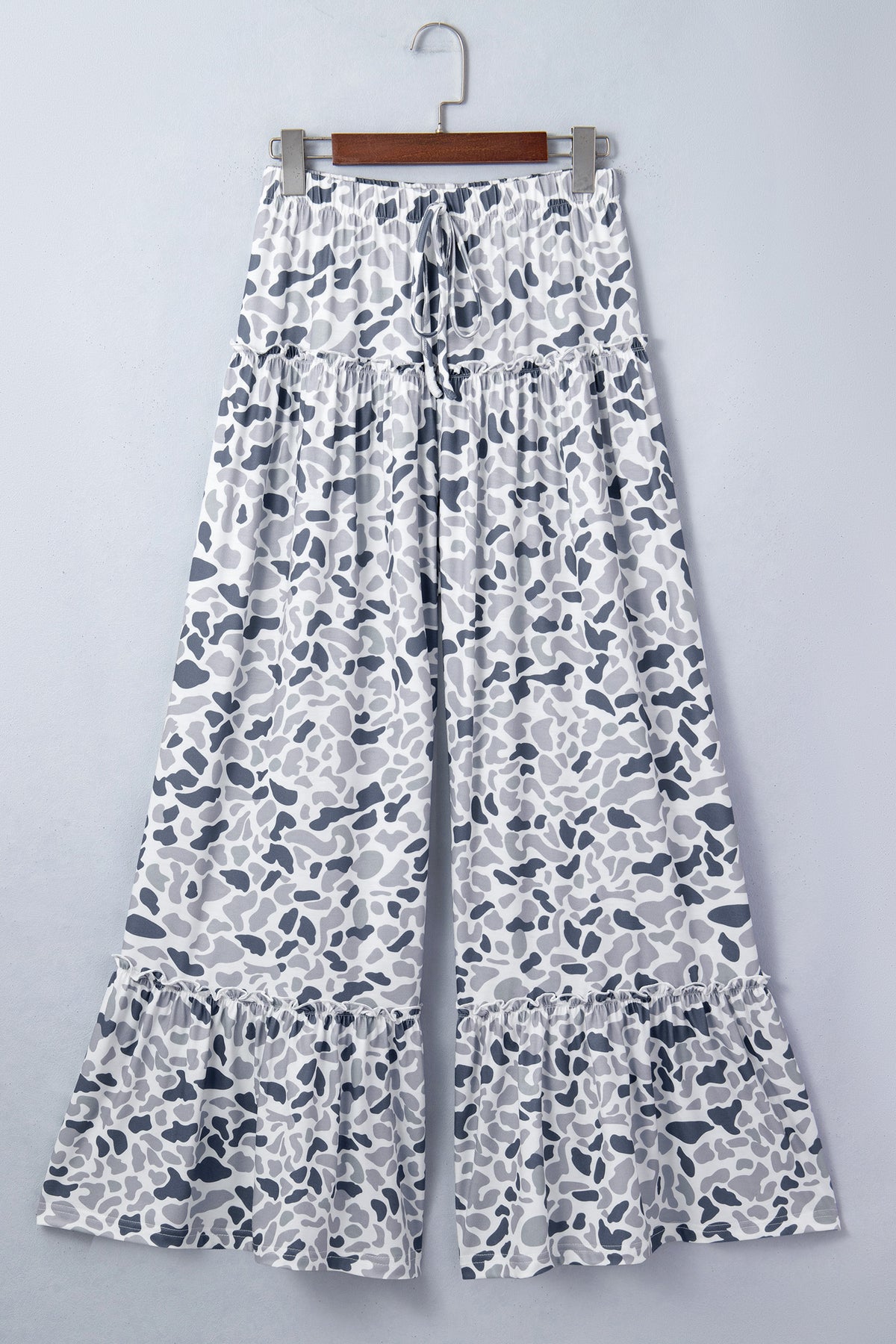 Multicolour camo print wide-leg casual pants from Dear-Lover, featuring a relaxed fit and comfortable fabric.