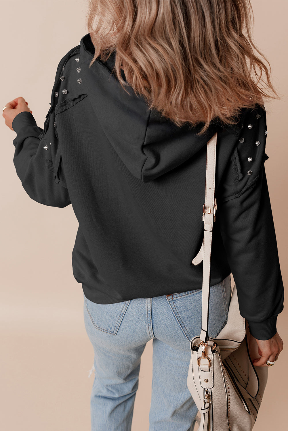 Fushia Rivet-Stud Pocket Hoodie