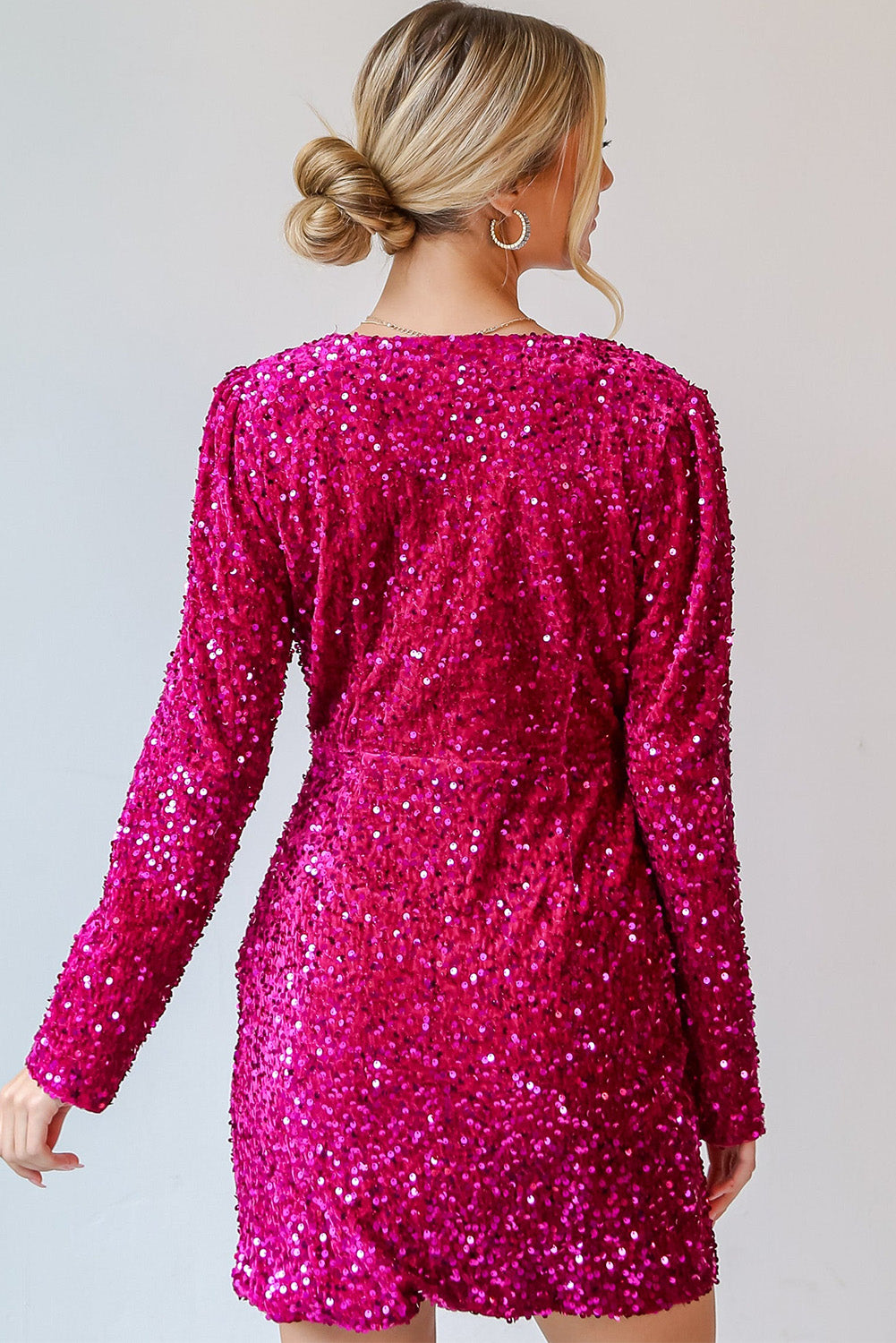 Pitaya Pink Velvet Sequin Mini Dress