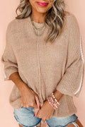 Light French Beige Contrast Stripe Sweater