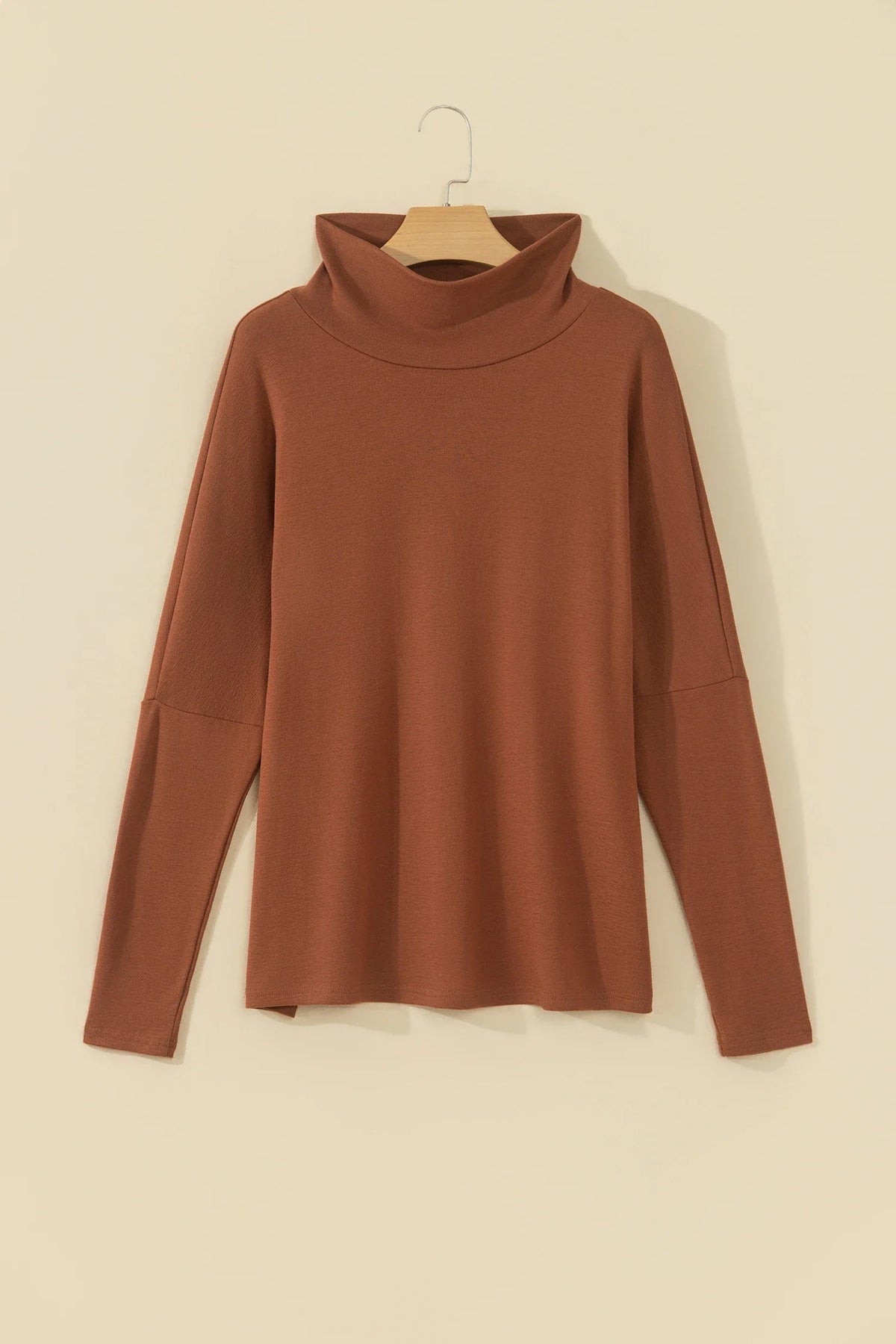 Solid Turtleneck Dolman Long Sleeve Top