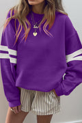 Tillandsia Purple Varsity Striped Sweatshirt