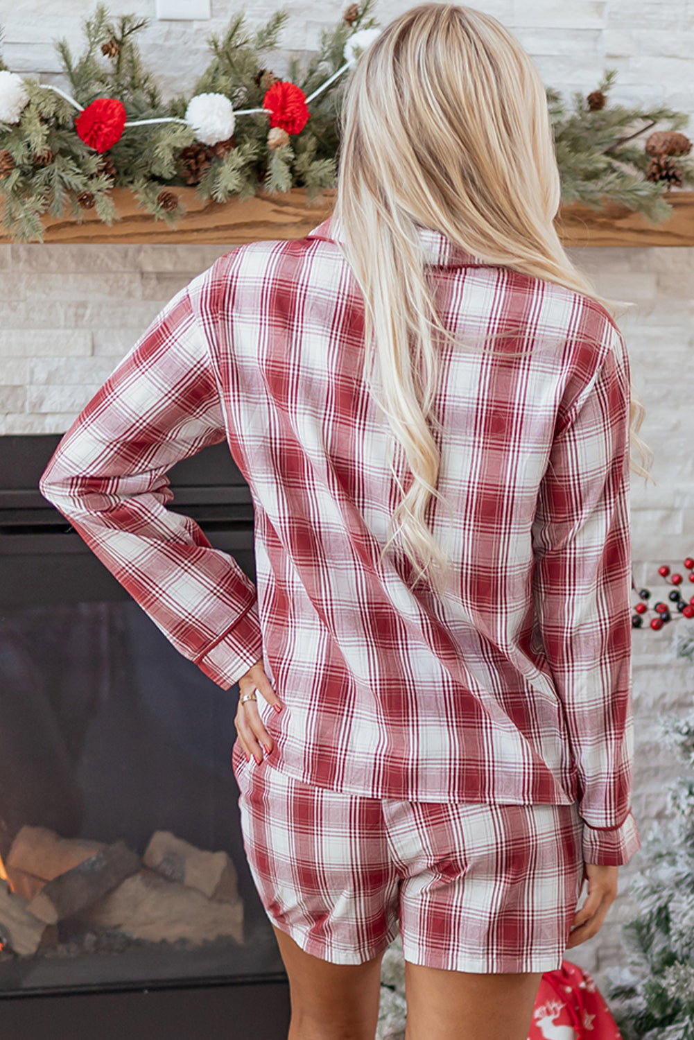 Red Retro Plaid Lounge Set