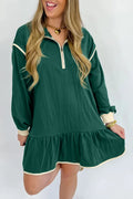 Evergreen Ruffle-Hem Mini Dress