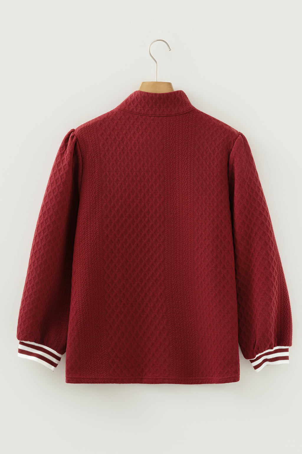 Racing Red Zip-Neck Patchwork Sweatshirt