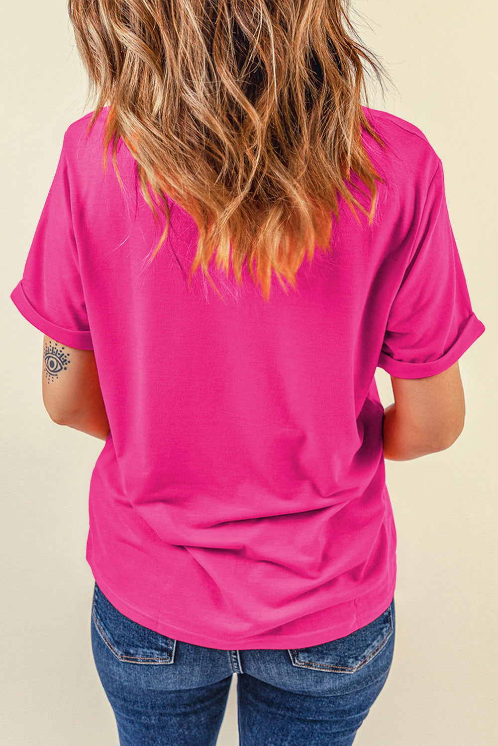 Orchid Petal Casual Plain Crew Neck Tee