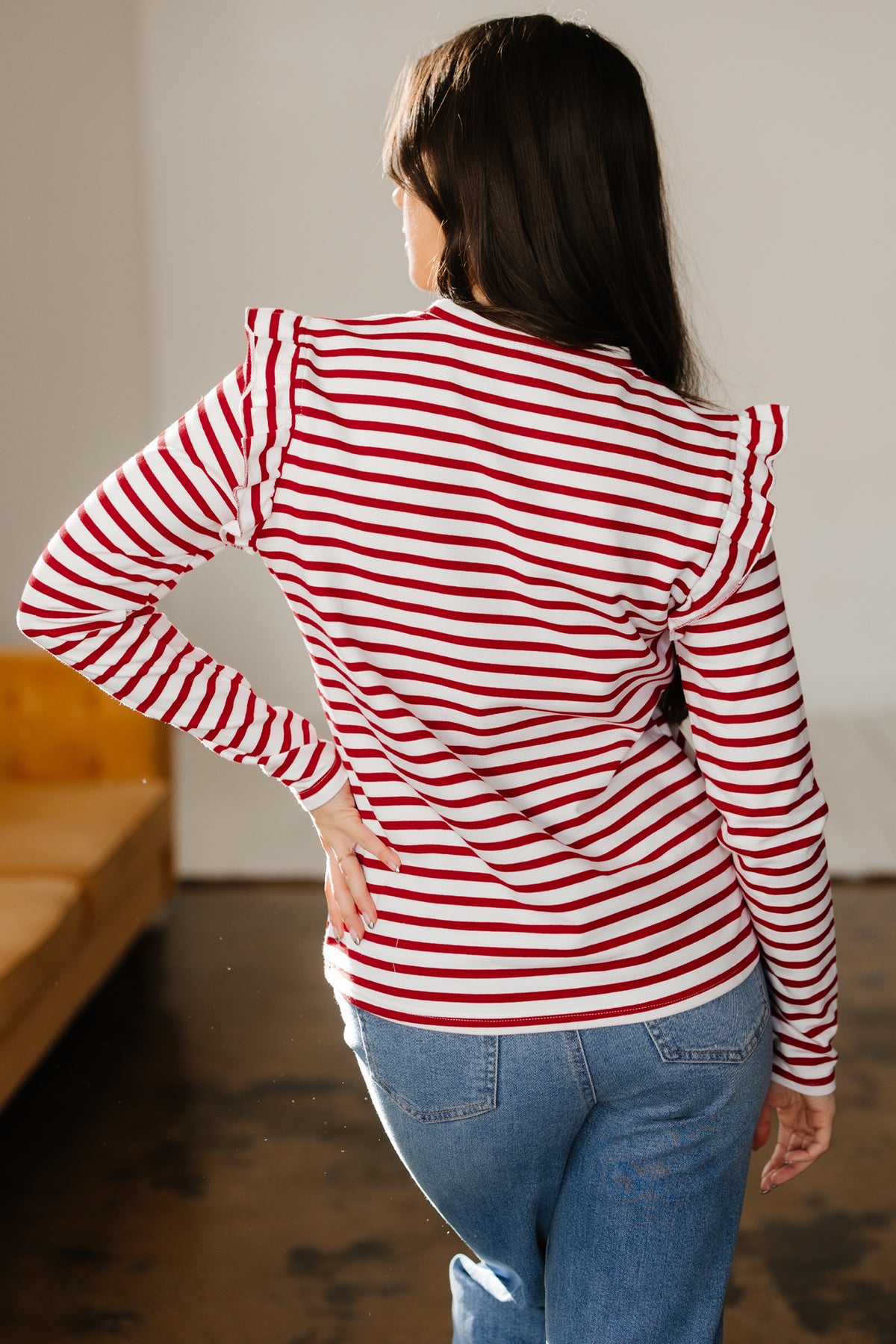 Red Stripe Long Sleeve Top