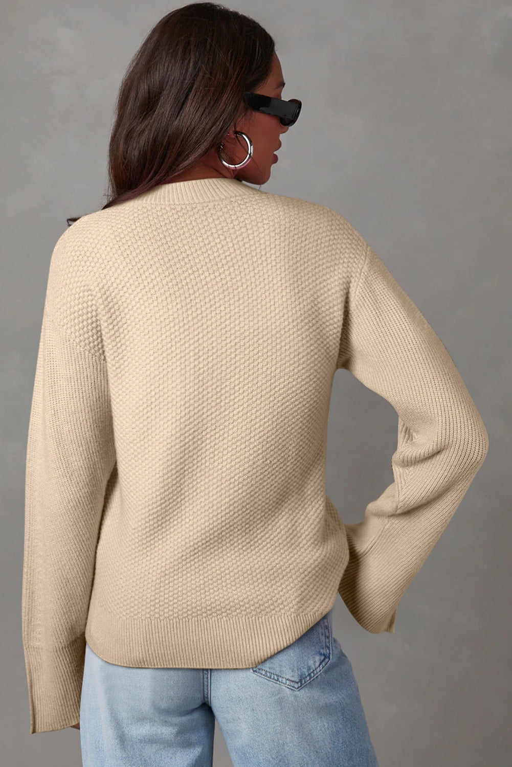 Parchment Textured Split-Cuff Sweater