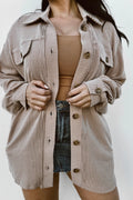 Plus Size Smoke Gray Corded Shacket
