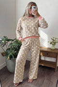 Polka Dot Contrast Trim Pant Set