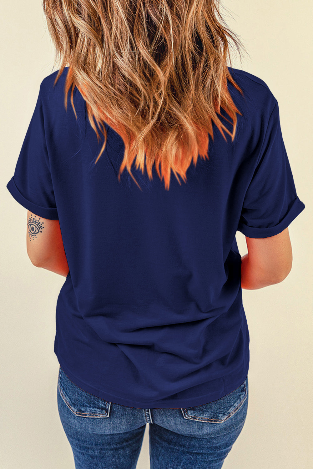 Orchid Petal Casual Plain Crew Neck Tee