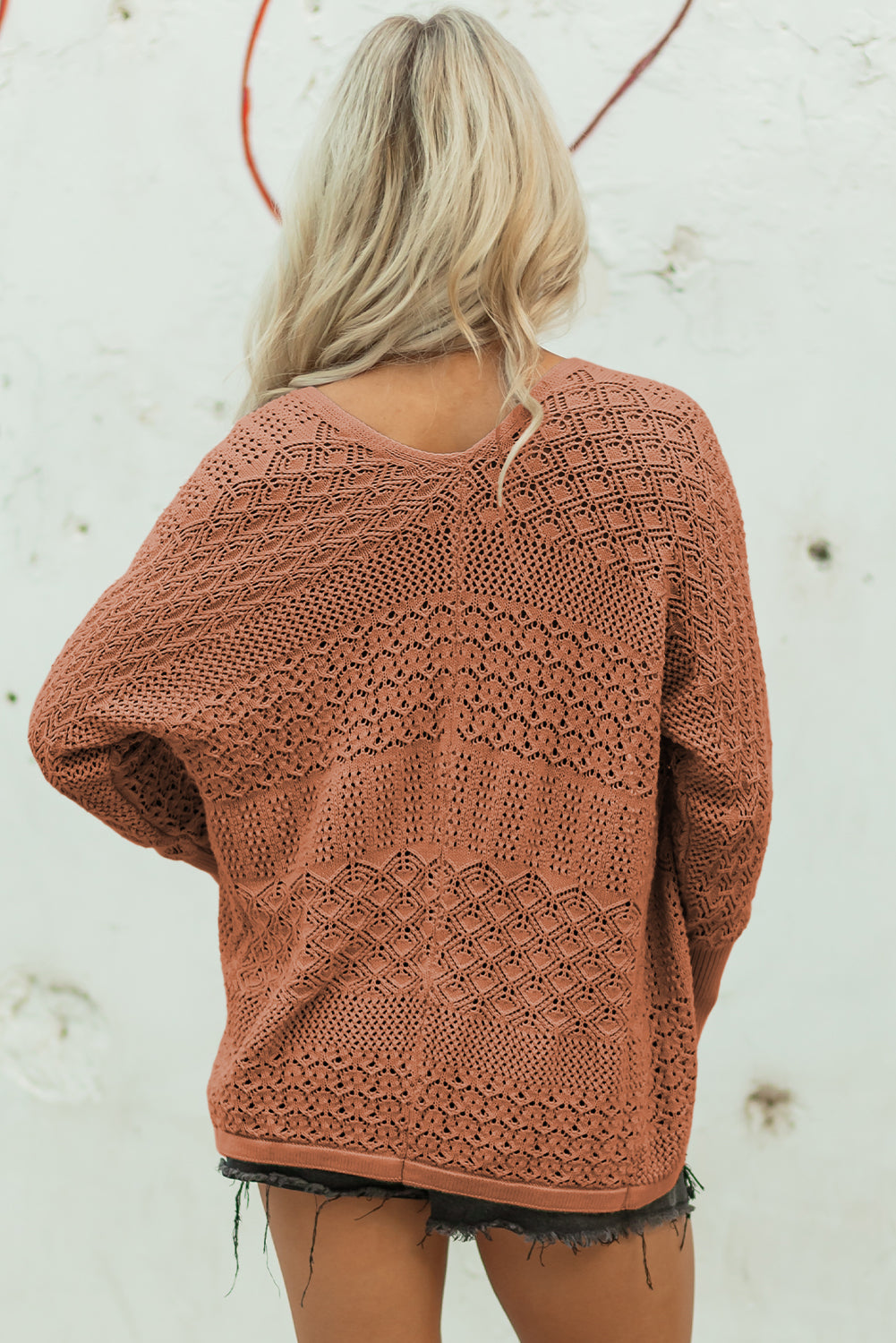 Redwood Burl Open-Front Knit Cardigan