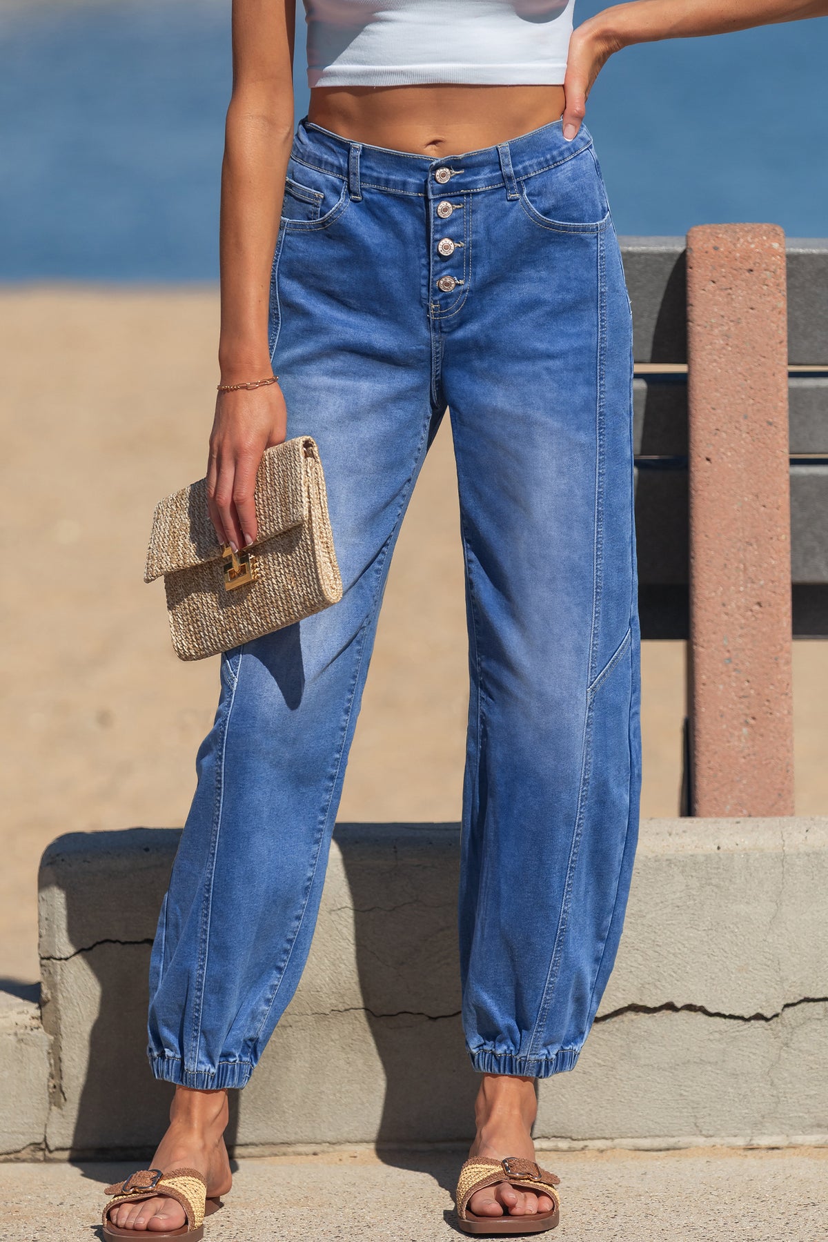 Four-Button Tapered Jeans