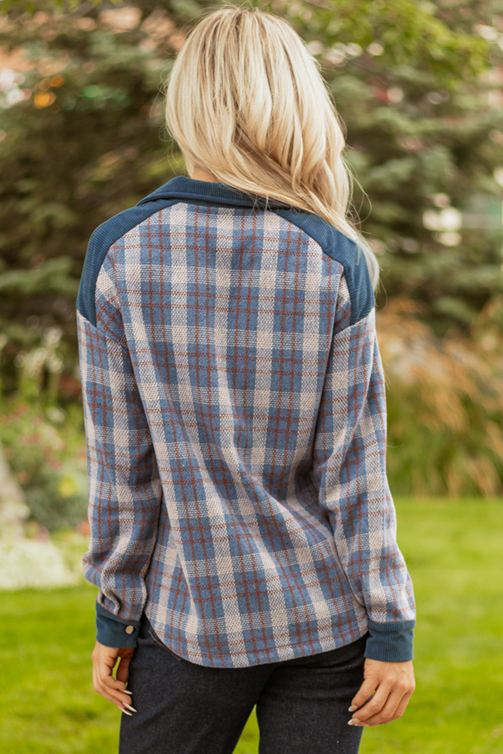 Gray Plaid Corduroy Jacket