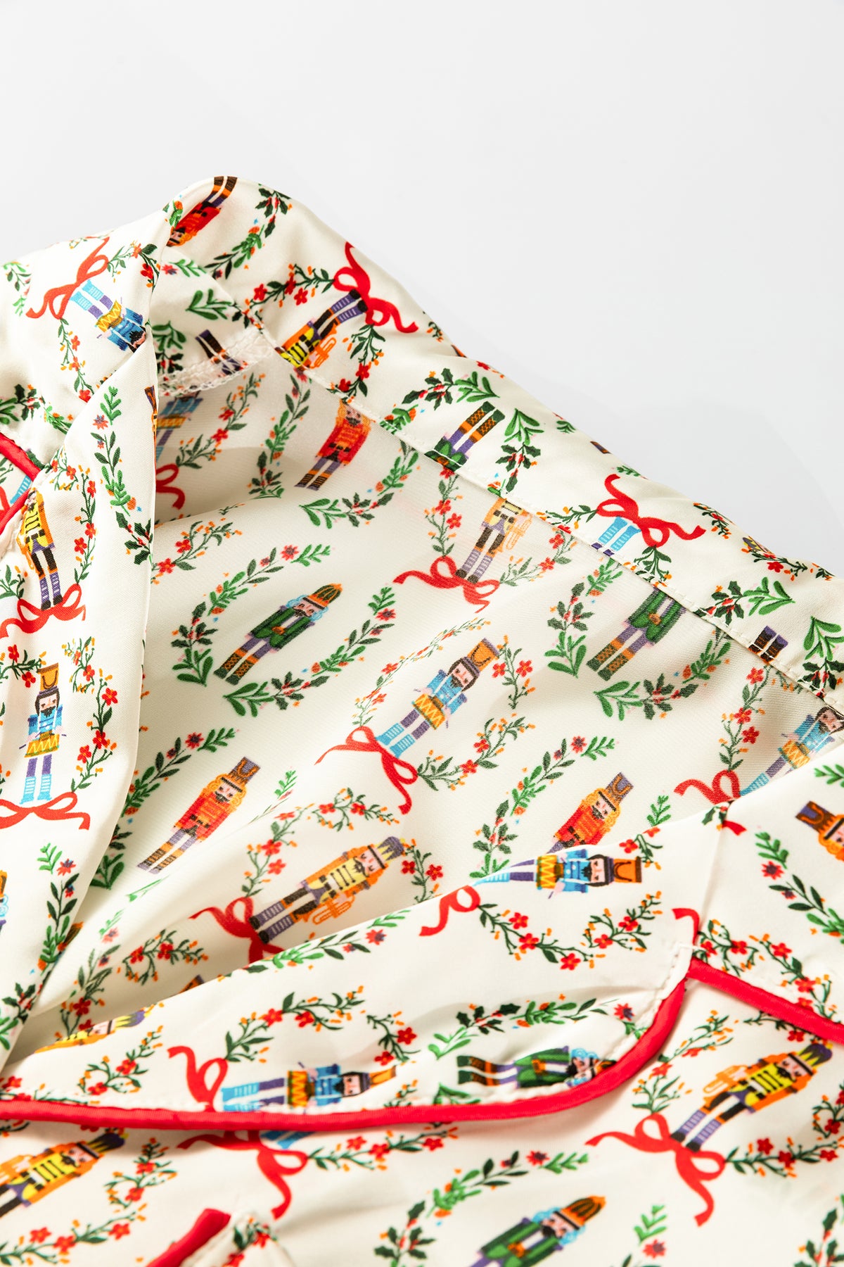 Beige Nutcracker Bow Pajama Set